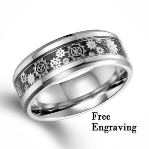 Ring for him,Gear ring, steampunk gear wedding band