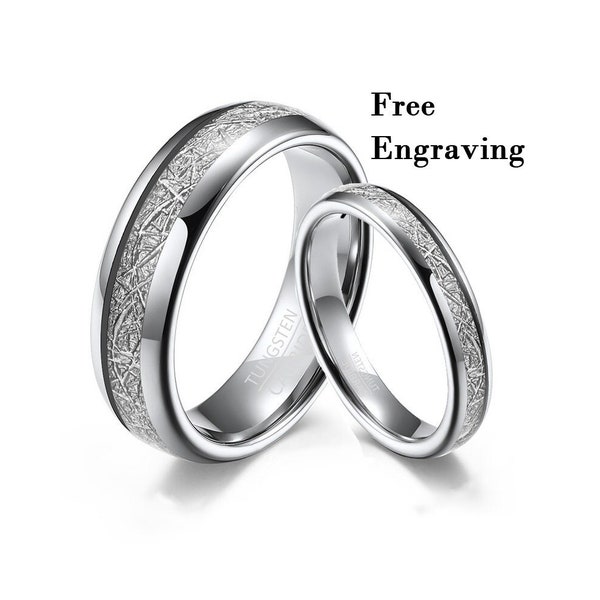 Anillo de promesa para pareja, juego de anillos de boda de tungsteno para él y para ella