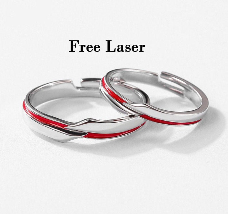 Sterling Silver Red String of Fate Ring Etsy