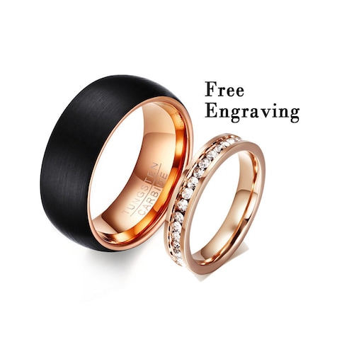 Black His and Hers Wedding Bands Etsy