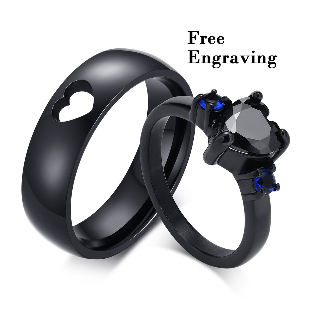Black Stainless Steel Matching Promise Rings for Couples,couples Ring ...