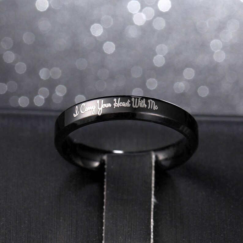 4mm/6mm black Promise rings for couplescouple rings Etsy