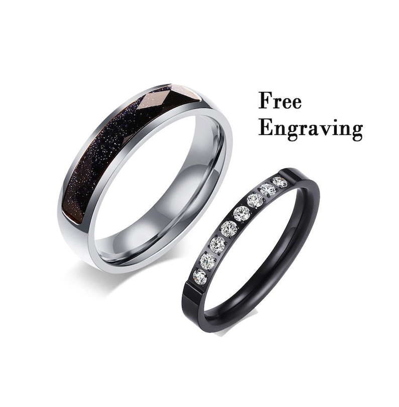 Promise rings for couples,Wedding ring set his and her,couple rings,wedding rings type 316 stainless steel,couples gift boyfriend