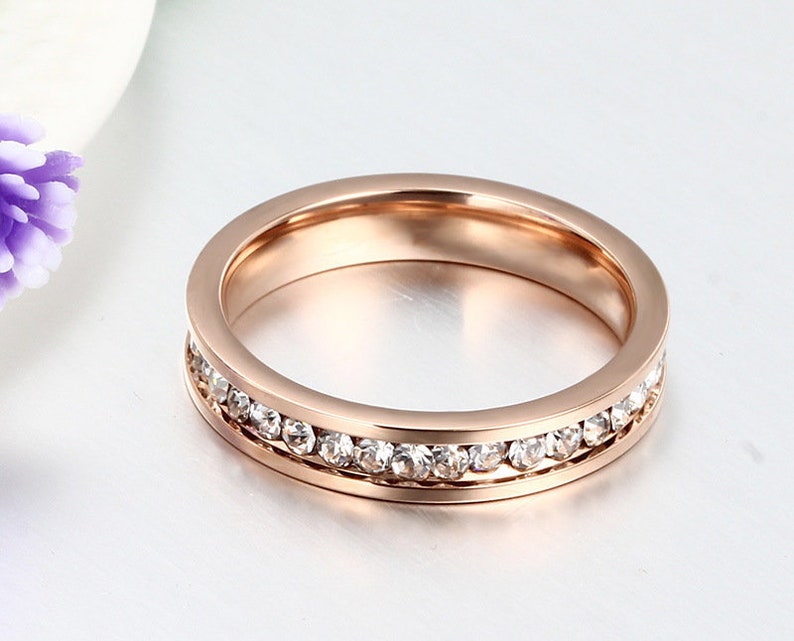 18K rose gold plated Couples wedding band set Wedding ring