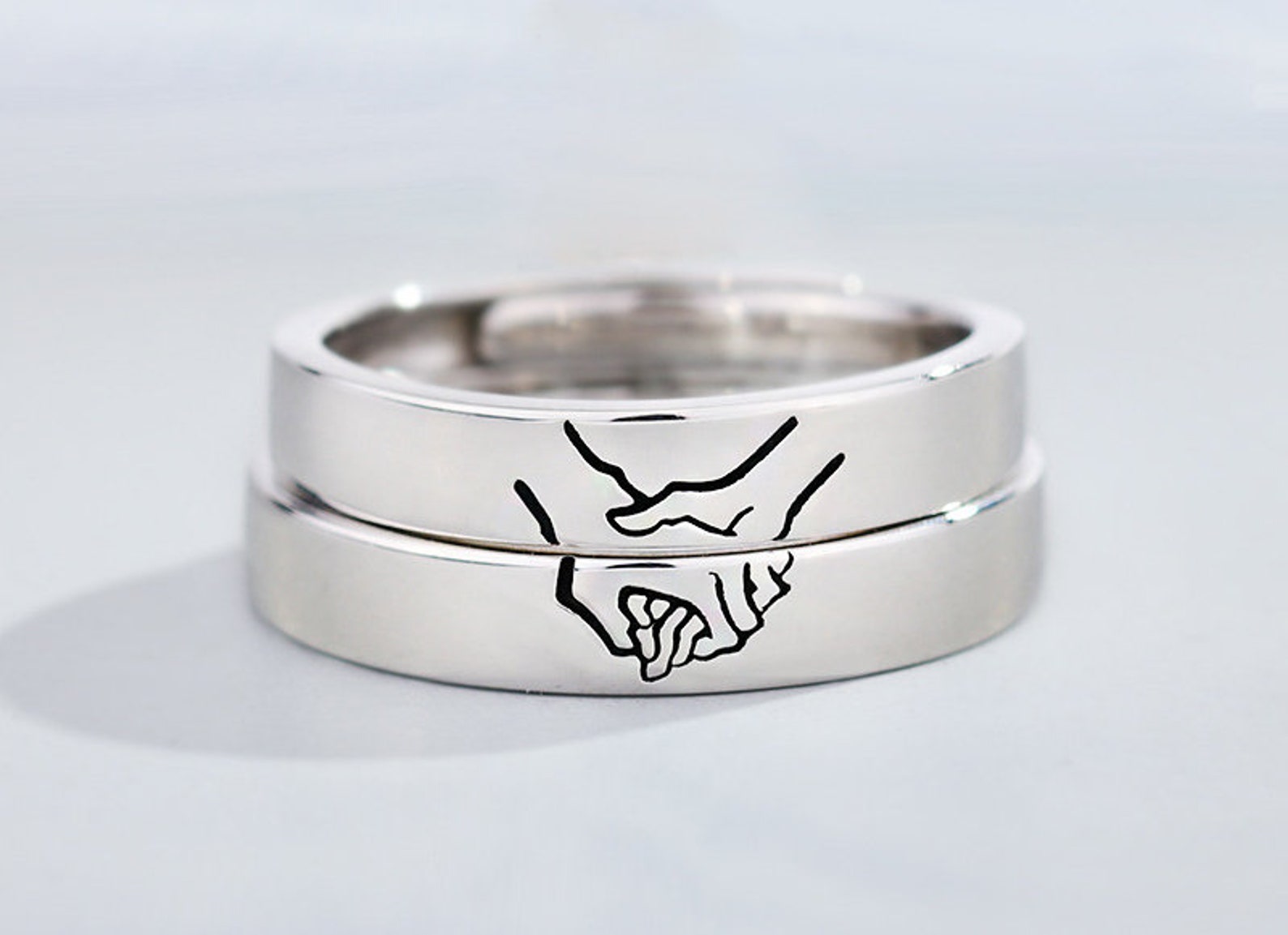 Sterling silver adjustable Promise rings for couples Etsy