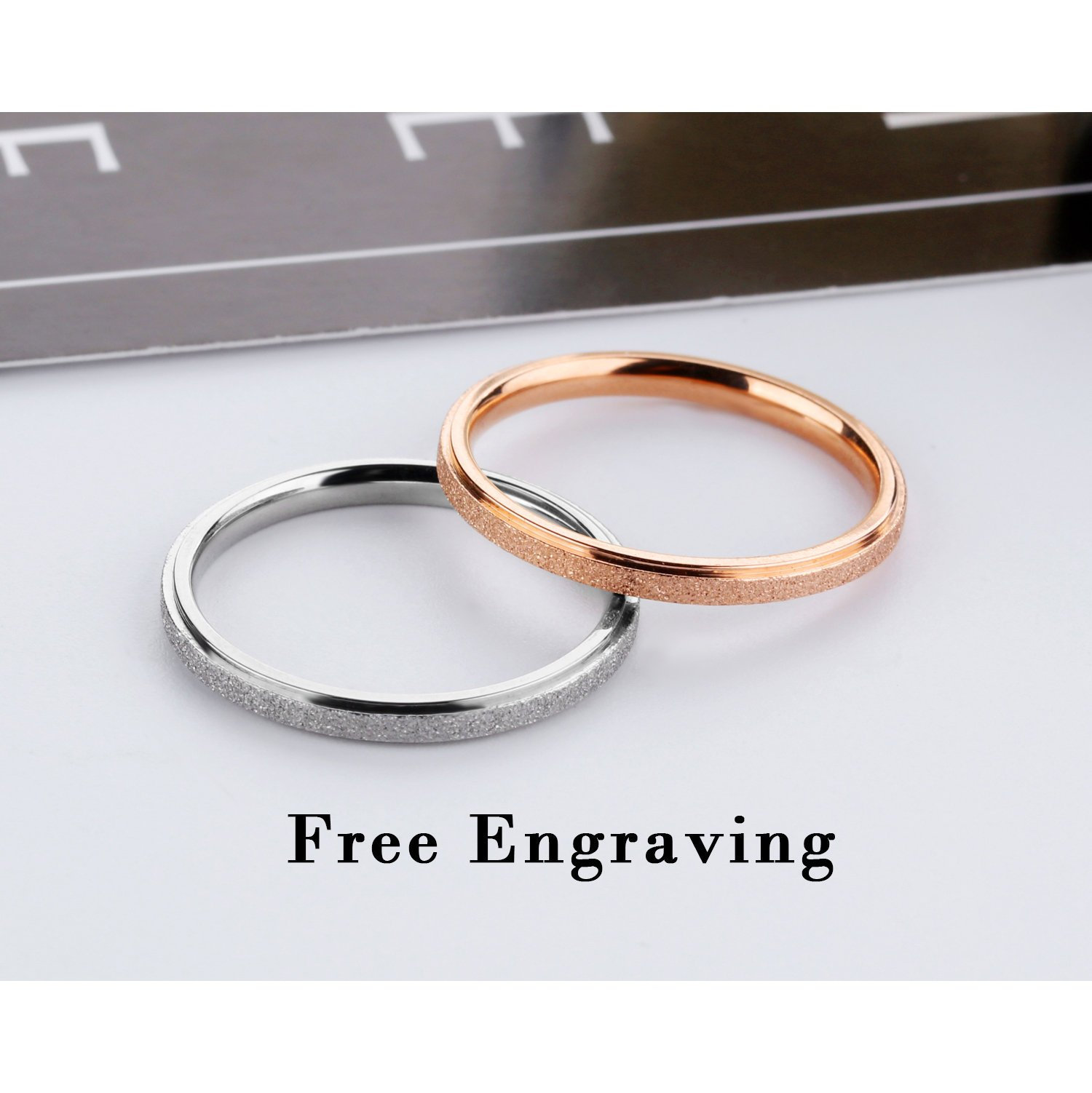 2mm/4mm Rose Gold Blasted Ring,best Friend Rings for 2 - Etsy