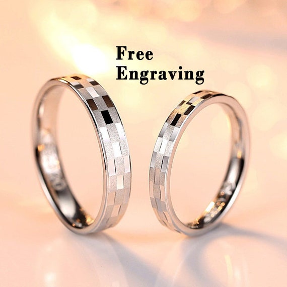 Buy Wave Matching Couples Ring Set, Promise Rings for Couples, His and Hers Promise  Rings, Couples Promise Ring Set Christmas Gift Online in India - Etsy