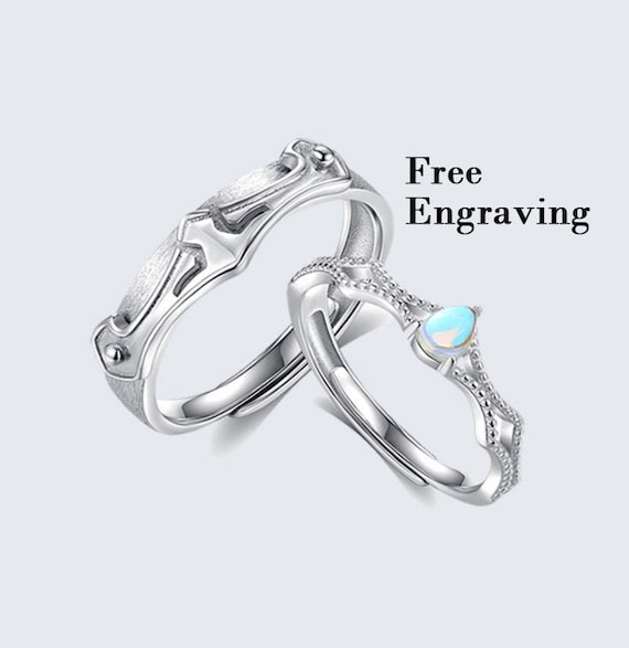 Princess and knight couple rings deals