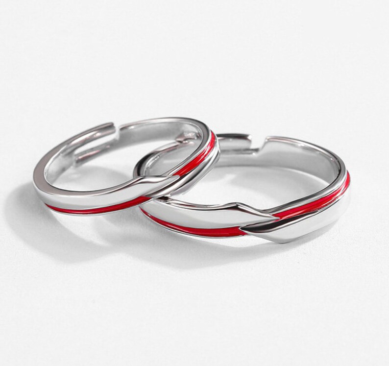 Sterling silver red string of fate ring Etsy
