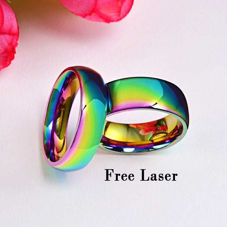Frauen Engagement Hochzeit WQ Regenbogen Titanium Stahl Finger Ringe Männer Frauen Engagement Hochzeit WQ Regenbogen Titanium Stahl Finger Ringe Männer