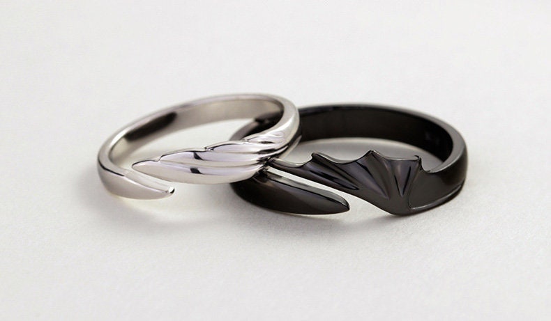 Angel and devil matching rings deals