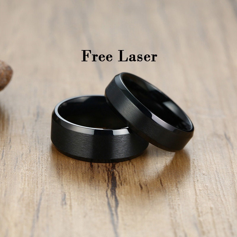6mm/8mm Black stainless steel brushed male promise ringmale Etsy