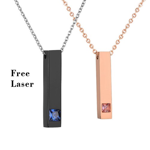 Couples Necklace Set Matching Gift Custom Stainless Steel Etsy