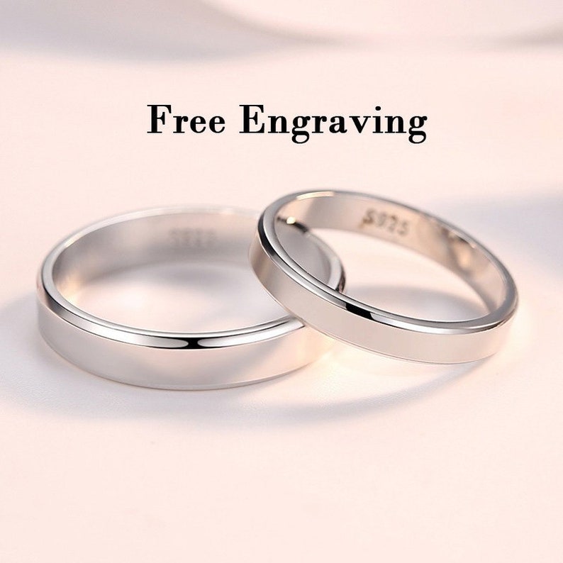 Sterling silver Couple rings,matching rings,promise rings for couples image 1