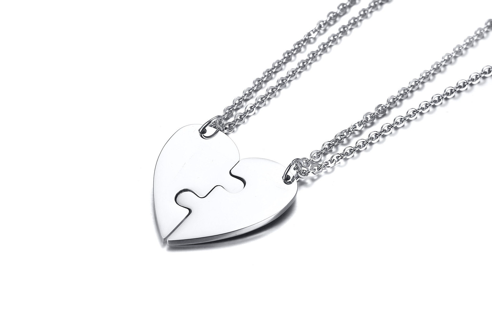 2 pieces heart puzzle matching couple necklace set heart Etsy