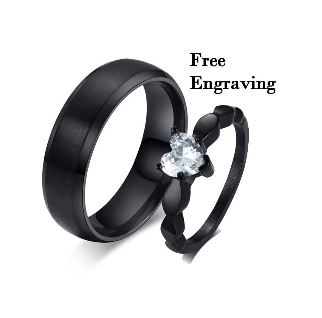 Trendy Butterfly Black Rings for women and girls Couple Butterfly Rings and  Engagement Couple Rings