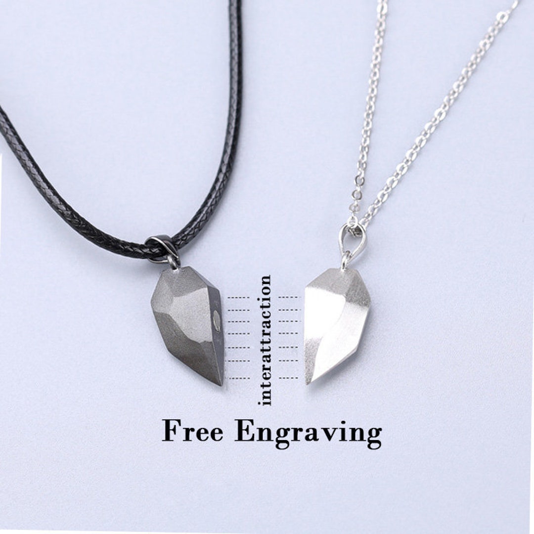 Magnetic Couple Stainless Steel Necklace Jigsaw Astronaut And Letter Pendant  Necklace For Women Men Valentine's Day Jewelry Gift