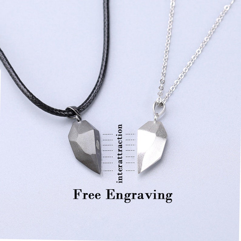 Sterling silver magnetic matching necklaces for couples image 1