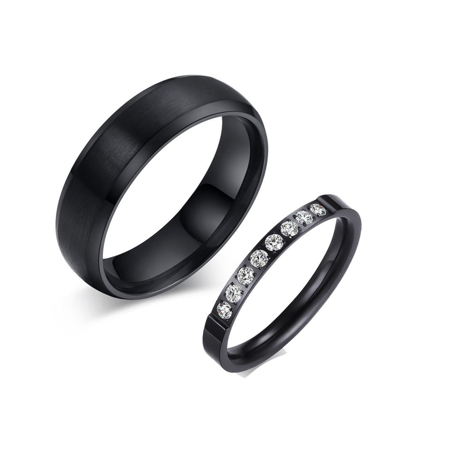 Black Promise rings for couples matching rings for couples Etsy