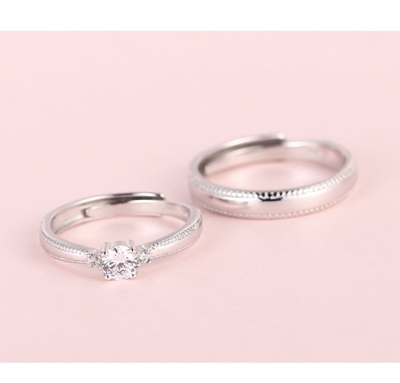 925 Sterling Silver Adjustable Matching Promise Rings for Etsy