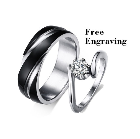 Matching promise rings for him and her- designer wedding bands – Cadi  Jewelry