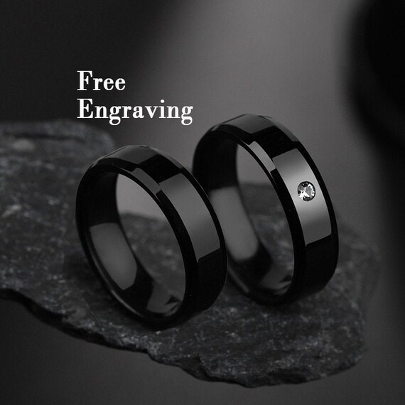 Black Promise rings for couples mens promise ringcouple ring Etsy