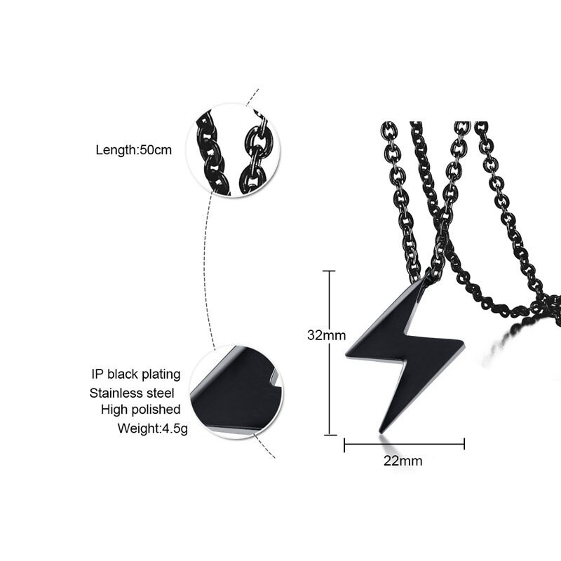 Lightning Bolt Necklace Men Etsy