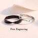 Black gold and white gold plated sterling silver Mobius couples rings, Promise rings for couples