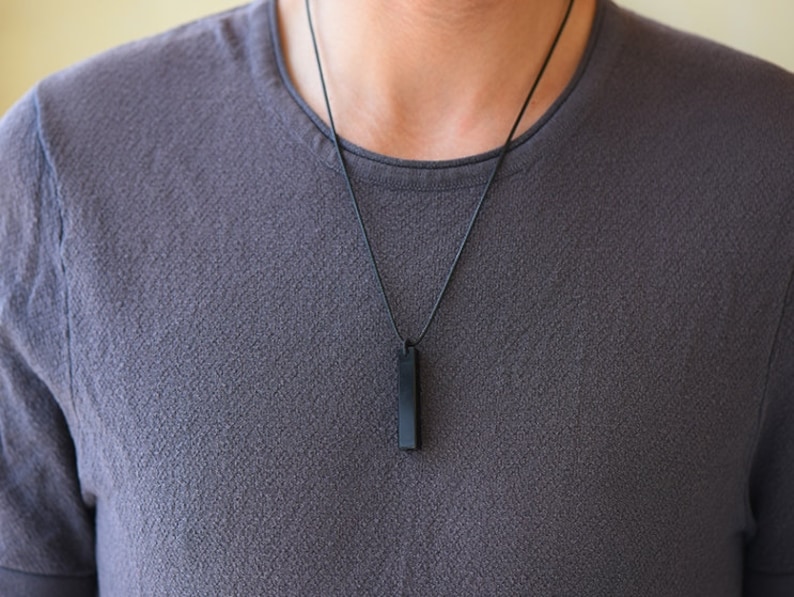 Mens engraved obsidian necklace, necklaces for men imagem 10