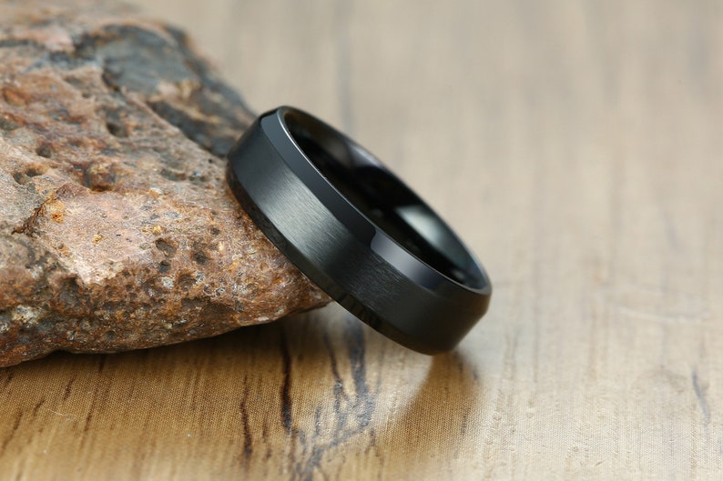 6mm/8mm Black stainless steel brushed male promise ringmale Etsy