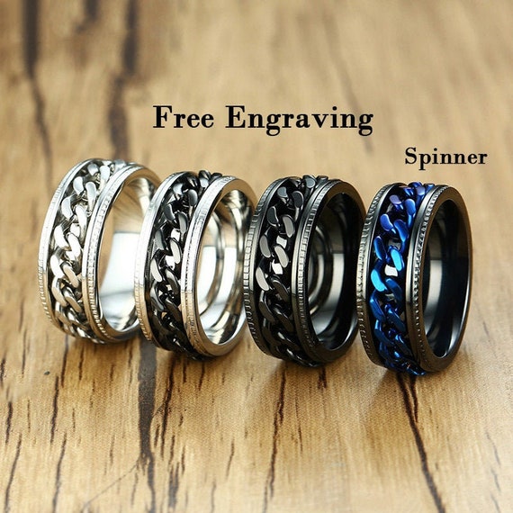 Titanium Steel Chain Ring Spinner Ring Chain Men Daily - Temu