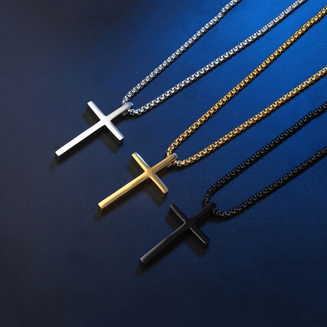Gold Cross Necklace Men Custom Engraved 