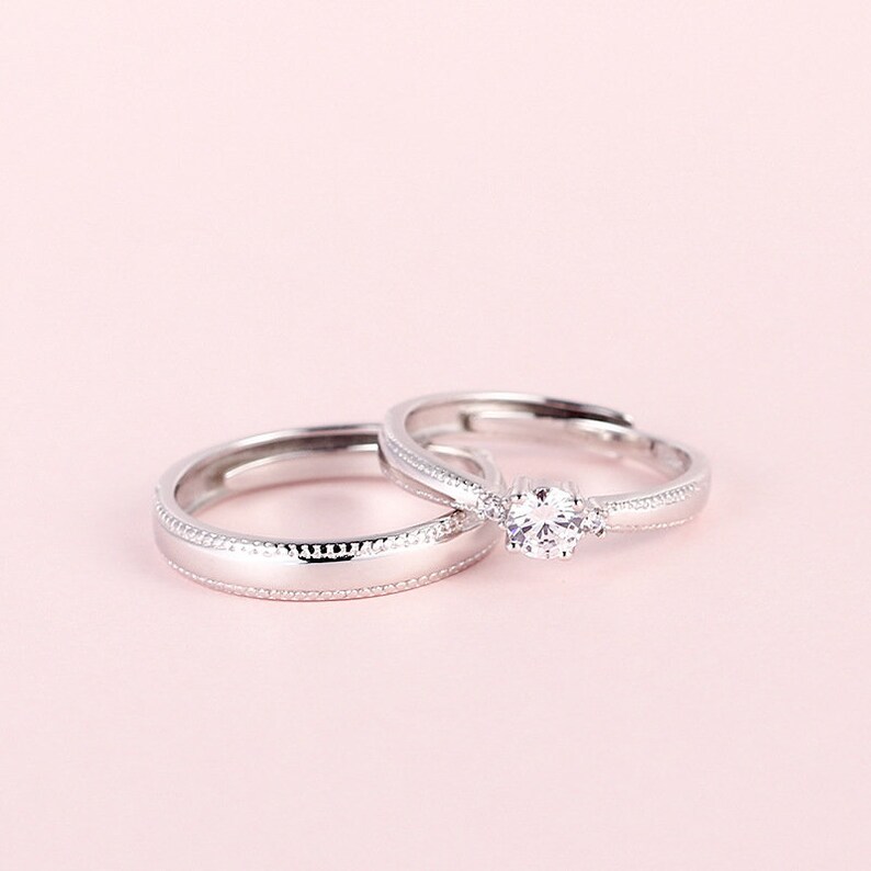 925 Sterling Silver Adjustable Matching Promise Rings for Etsy