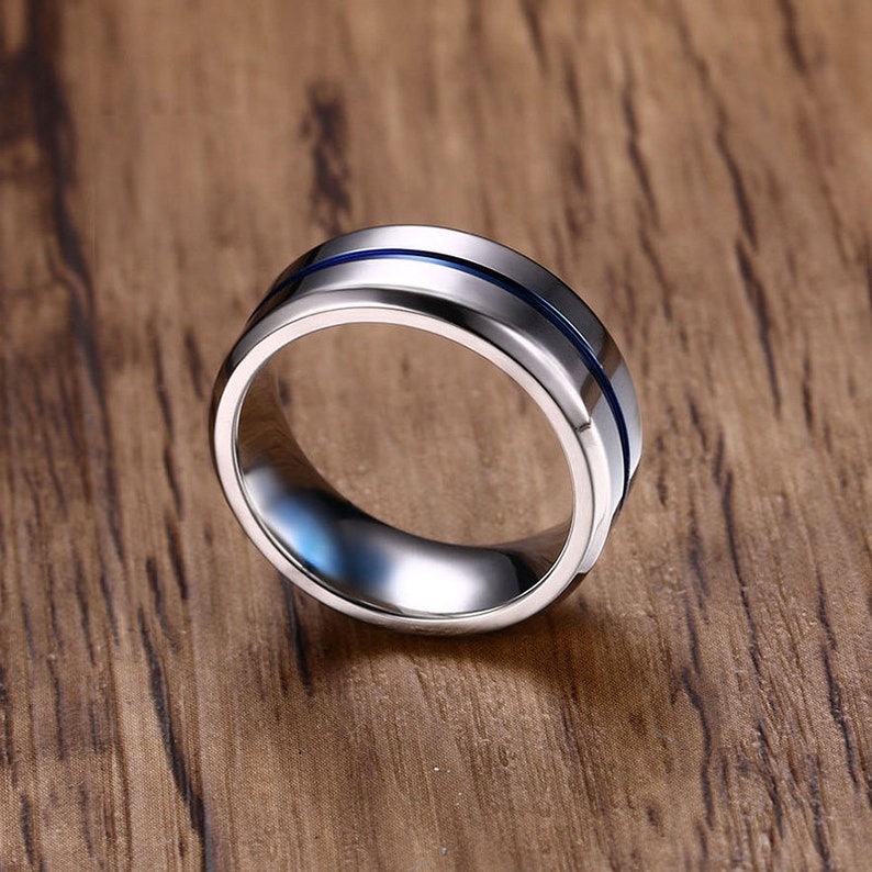 Mens Promise Ring Mens Rings Silver and Blue Etsy