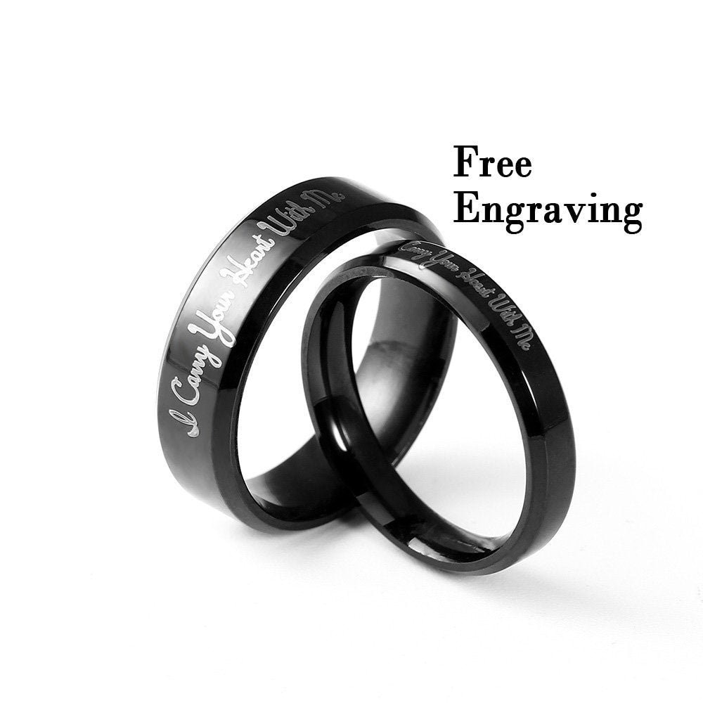 4mm/6mm black Promise rings for couplescouple rings Etsy