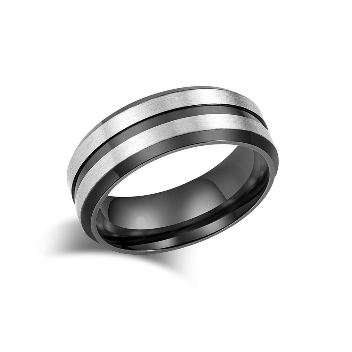 KnSam Classic Stainless Steel Ring - Dull Polish Circle Design, Silver Tone, Comes With Velvet Pouch & Gift Card