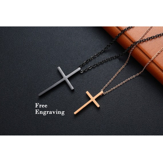 Waterproof Stainless Steel Medium Cross Necklace Set Layering Necklaces Man  Jewelry Silver Rope and Round Box Chain, Men's Gifts - Etsy