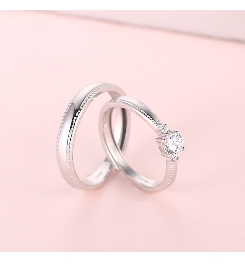 925 Sterling Silver Adjustable Matching Promise Rings for Etsy