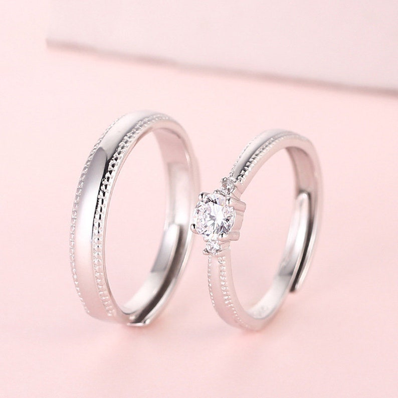 925 Sterling Silver Adjustable Matching Promise Rings for Etsy
