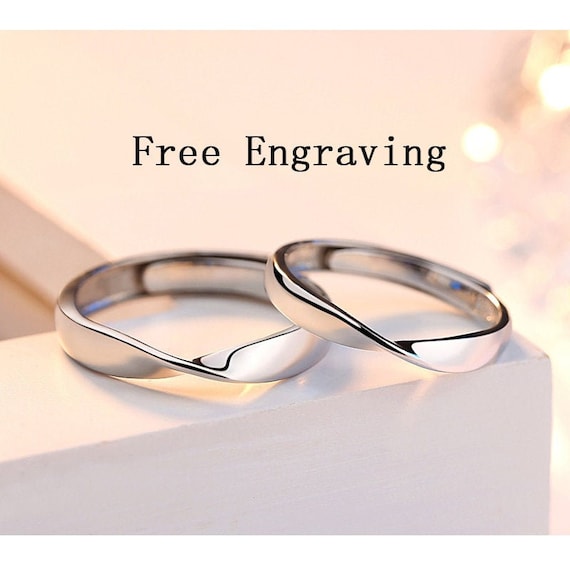Buy Silver Couple Heart Matching Promise Engrave Rings, Anniversary  Matching Personizer-ring Band, Minimalistic Silver Jewelry Online in India  - Etsy