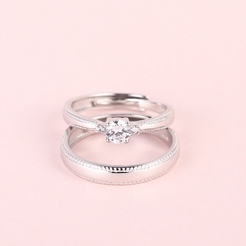 925 Sterling Silver Adjustable Matching Promise Rings for Etsy