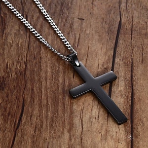 316L Surgical Steel Silver Tone Cross Necklace for Men - Etsy