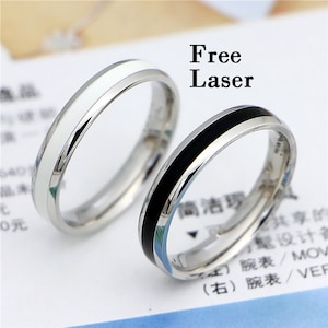 Matching rings,black and white couple rings,black and white couple rings,his and hers rings simple