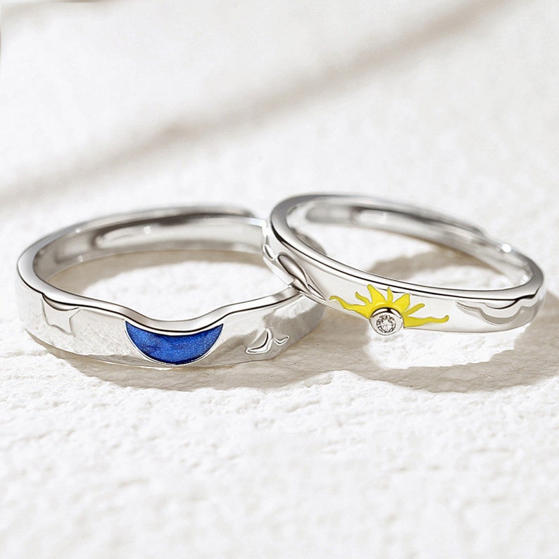 Sun & Moon Matching Rings Matching Couple Rings - Etsy