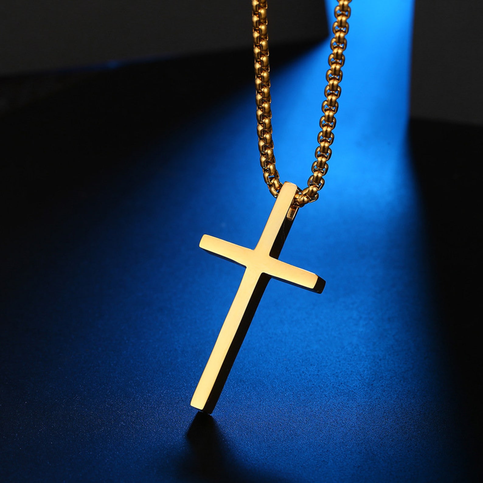 Gold Cross Necklace Men Custom Engraved Cross Necklace Etsy