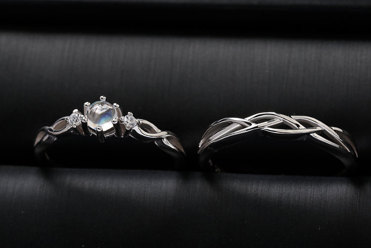 Sterling Silver Matching Moonstone Promise Ringspromise Ring Etsy