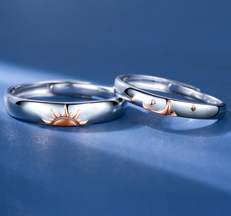 Sun & Moon Promise Rings for Couples Matching Couple Rings Etsy