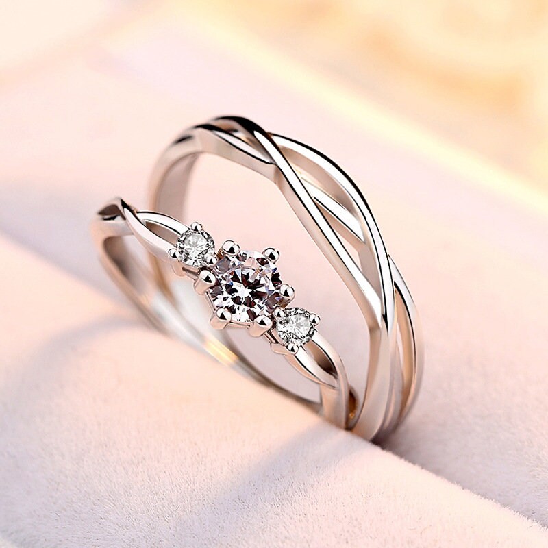 925 Sterling silver adjustable matching Promise rings for Etsy