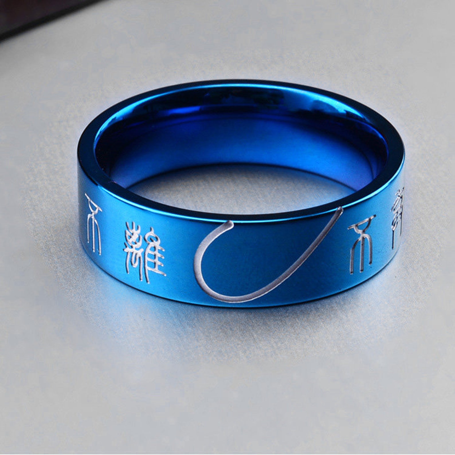 Stainless steel Promise rings for couples blue and rose gold Etsy