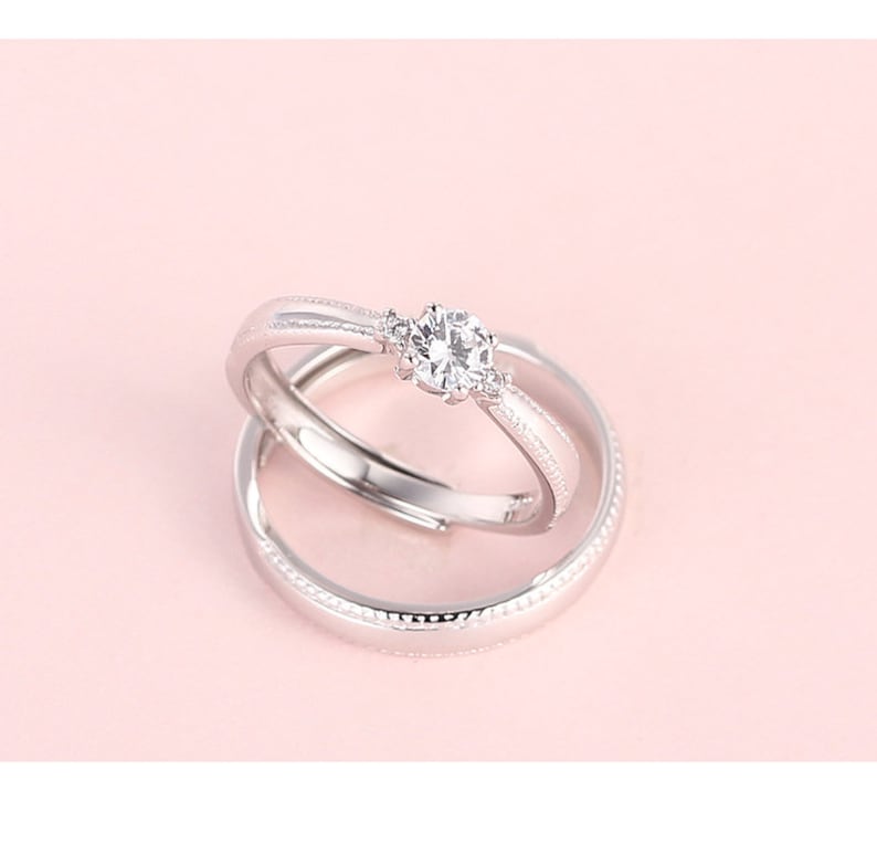 925 Sterling Silver Adjustable Matching Promise Rings for Etsy